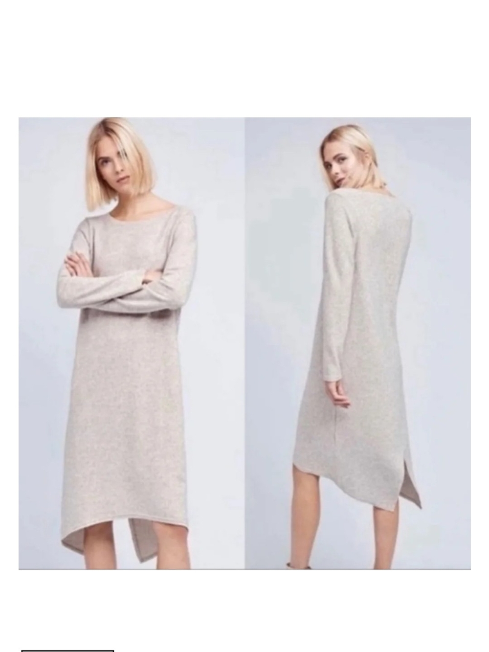 Anthropologie Moth Sweater Midi Sleeveless Wool Blend Ribbed Knit Dress Ivory, M